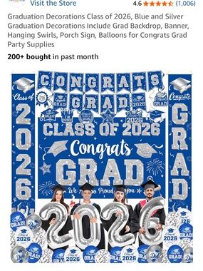 Blue and Silver Graduation Decorations Set